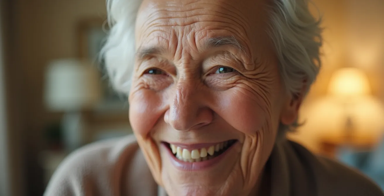 Senior souriant utilisant sa plateforme élévatrice avec confiance